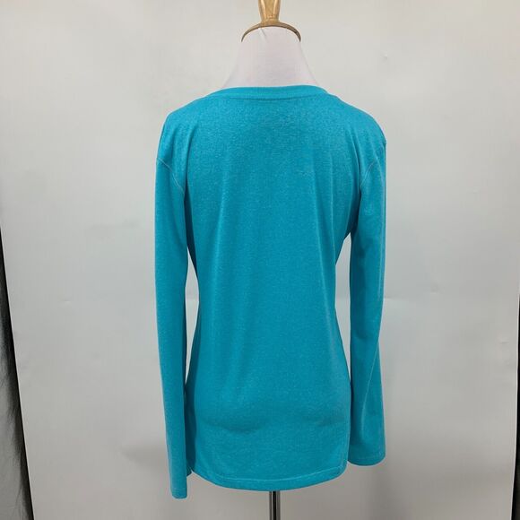 Nike Shirt Women S Small Peacock V Neck Regular Dri Fit Long Sleeve Pullover Tee - Picture 5 of 9